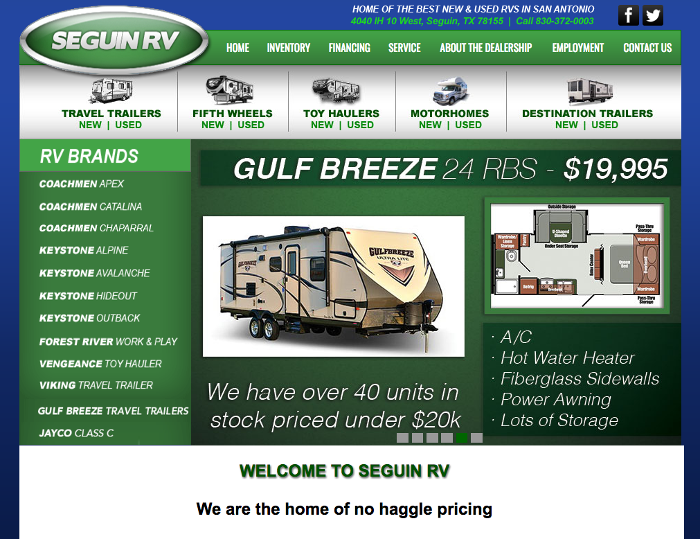 SeguinRV.com Website Screenshoot