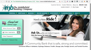 Middlefield Bank Company Website